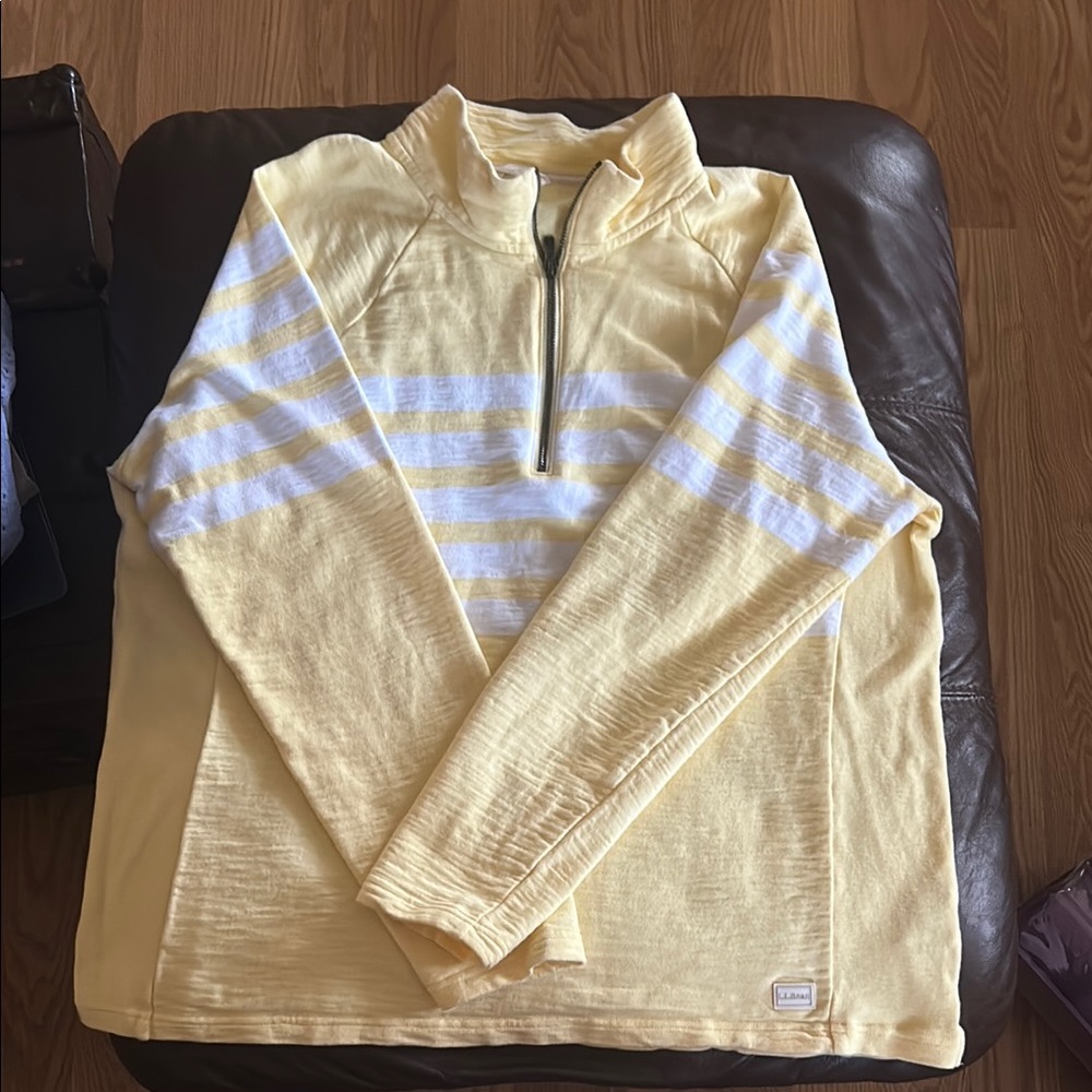 L.L. Bean Yellow and White Striped Sweatshirt